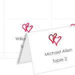 Floating Hearts 4Up Place Cards