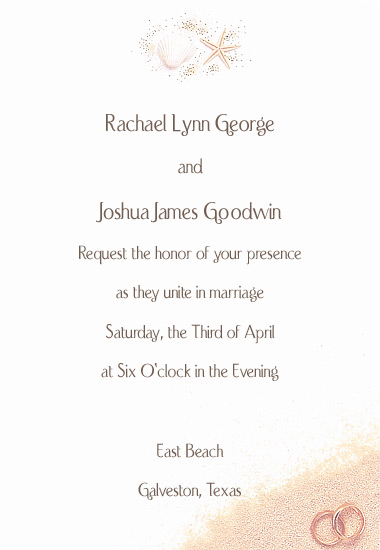 Beach Wedding Invitation Elegant Shells 50 Pack 