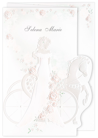 Blank Quinceanera Invitations - Girl Carriage Rose (50 Pack)