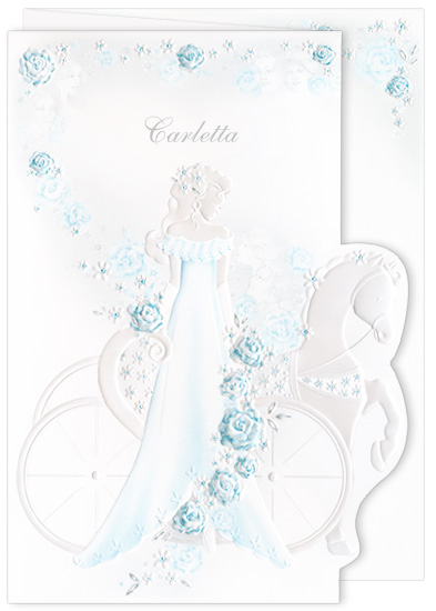 Blank Quinceanera Invitations - Girl Carriage Aqua (50 Pack)