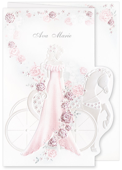 Blank Quinceanera Invitations - Girl Carriage Burgundy (50 Pack)