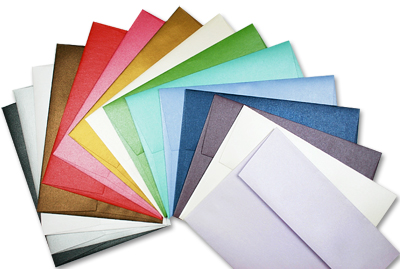 Stardream invitation envelopes in 15 metallic colors