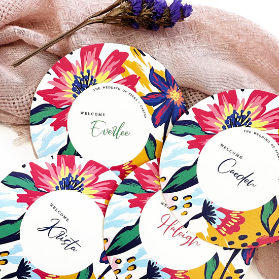 Printed floral Place cards at LCI Paper