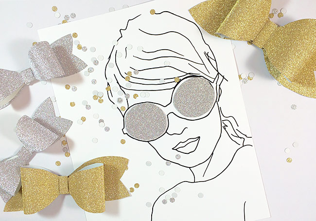 DIY glitter paper bows, confetti and art print by Allie & Elle