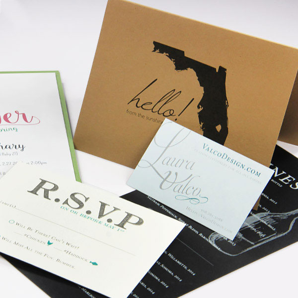 Standard and custom cut blank card sizes for making invitations, note cards, business cards, menus, and more