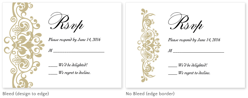 What is a bleed? Difference between cards designed with and without bleeds