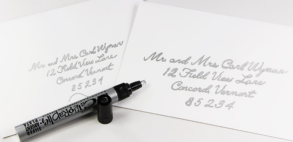 Cotton envelopes tested with silver calligraphy marker