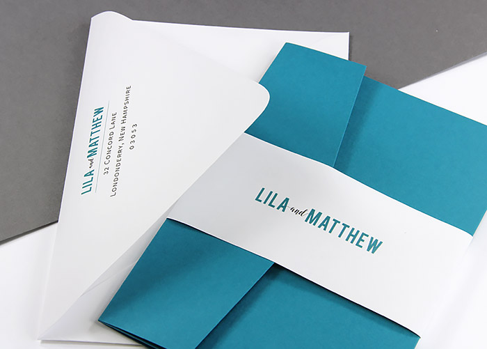 Custom invitation band made with Gmund Colors Matt wedding white text paper