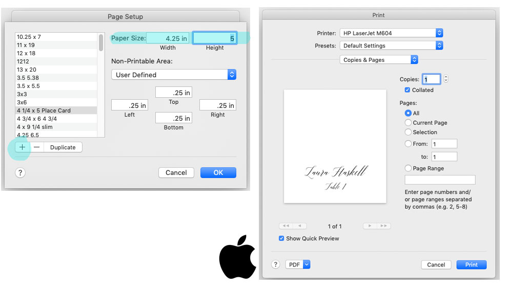 make a template for a 3x5 card in mac word