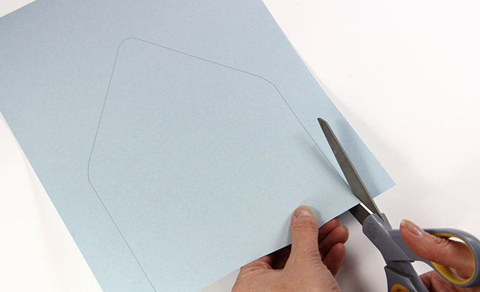 Cut euro flap envelope liner template out using outlines as guidelines