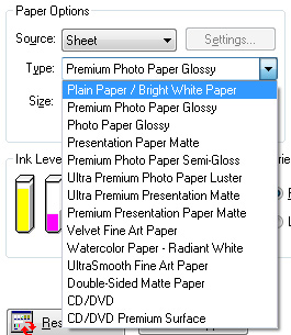 different printer paper types