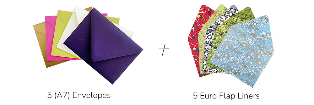 5 A7 envelopes and 5 liners for DIY lined envelopes