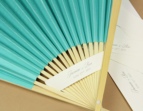 Personalized Colored Paper Fans for Wedding