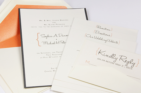 Orange and cream invitation with double envelopes