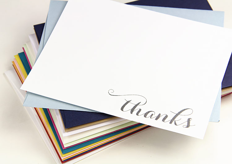 Free printable thank you card printed on felt paper