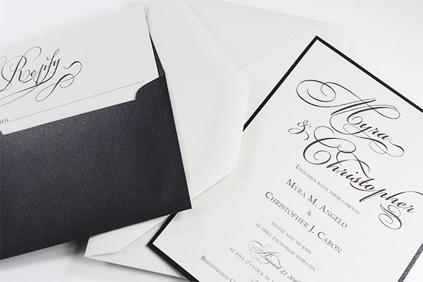 Gmund Cotton Wedding Invitations and Envelope in Max White. Have us print or order a sample to test before purchase.