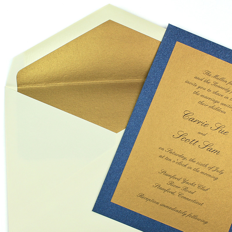 Stardream Gold Lined Envelope With Lapis Lazuli Layered Invitation