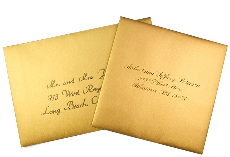 Hand Addressed & Printed Gold Metallic Envelope