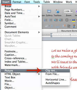 overlay text on an photograph image in word 2008 for mac