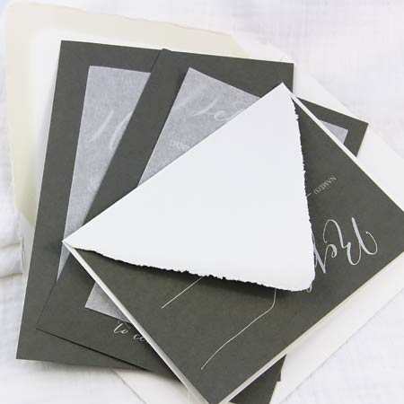 What order invitations go in, where tissue goes in wedding invitations.
