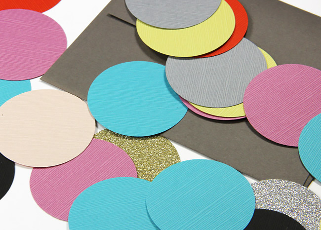 Circles punched from Japanese Linen card stock
