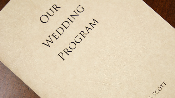 wedding program made with Japanese paper