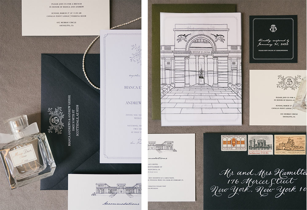 Custom wedding invitations with personalized details by Jubilee Paper, made using LCI Paper