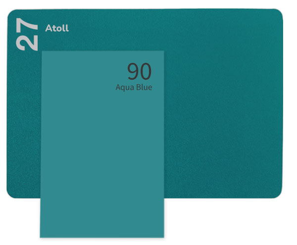 Keaykolour Atoll (color 27) and Gmund Colors 90 Aqua paper close match in color