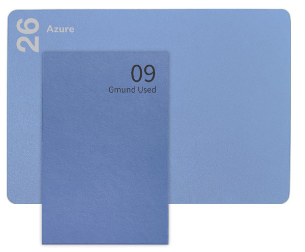 Keaykolour Azure compared to Gmund Used 9 mid blue paper