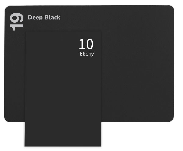 Keaykolour Deep Black (19) and Gmund Colors Ebony (10) are nearly identical