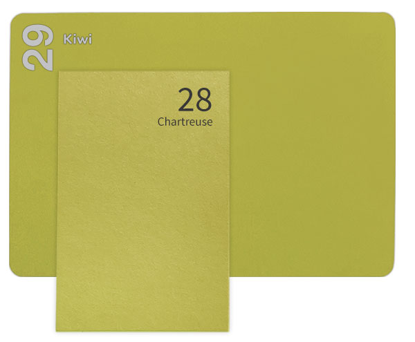 Keaykolour Kiwi compared to Gmund Colors Chartreuse paper
