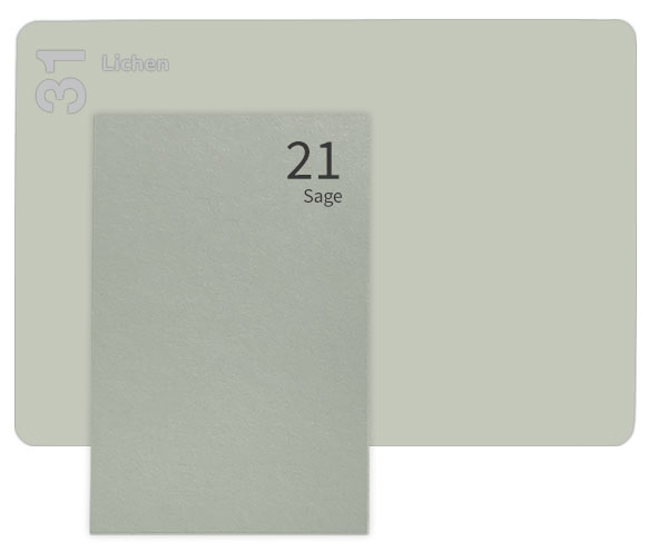 Keaykolour Lichen compared to Gmund Colors Sage gray green paper