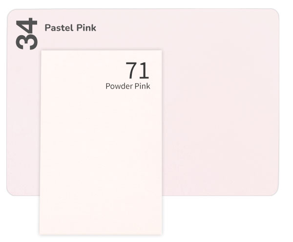 Pale pink/blush paper - Keaykolour Pastel Pink compared to Gmund Colors Powder Pink