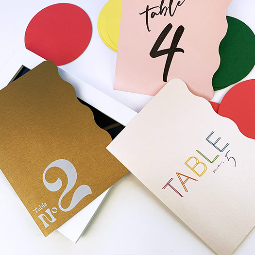 Fun creative table card idea for wedding or party - Side wave shape cards from LCI Paper