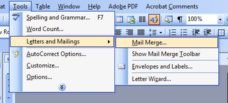 microsoft word set up mergemail letter