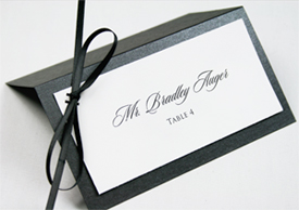 black wedding place cards