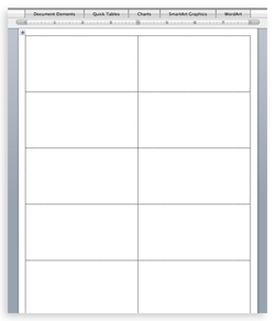 Word document with place card cutting guidelines
