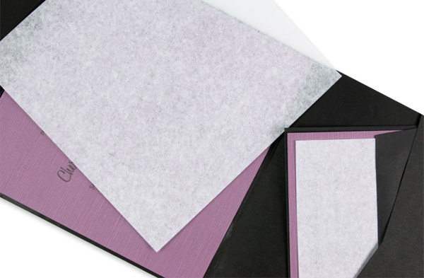 Pocket fold wedding invitation with tissue insert