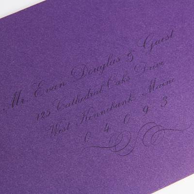 lightly printed purple envelope