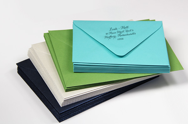 Euro flap invitation envelopes with custom printed back flaps