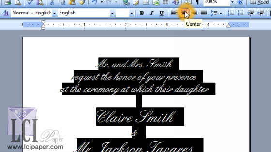 Microsoft Word printing template screenshot