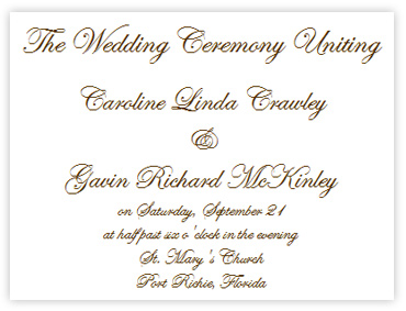 Wedding Program Wording Examples