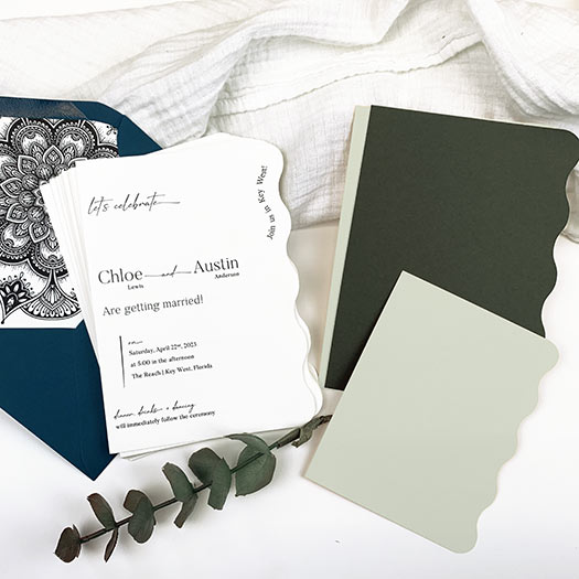 Mixed Border Clear Acrylic Wedding Invitation Sample