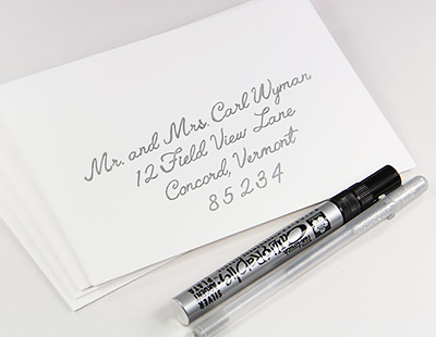 Cotton envelopes tested with silver pens