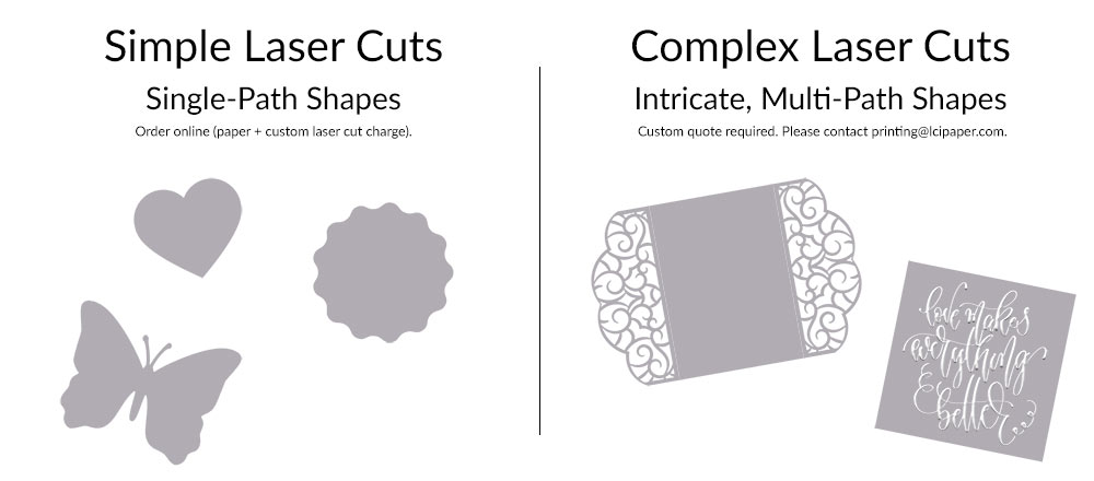 LCI Paper digital laser cut cards - simple vs complex laser cut card examples