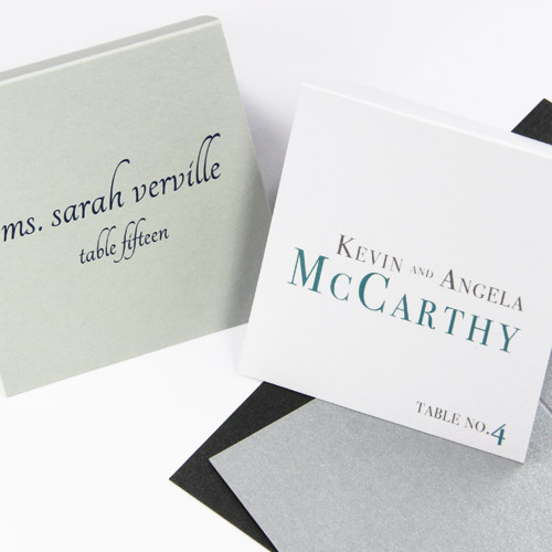 Square weddign place cards printed by LCI Paper. Option to upload custom design