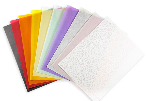Array of translucent vellum paper