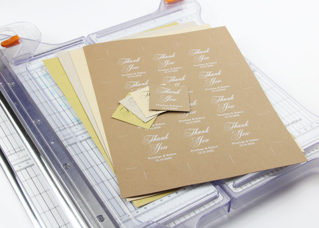 Cut wedding favor tags from 8 1/2 x 11 paper