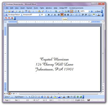 microsoft word envelope address template