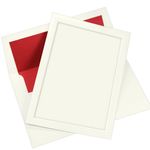 Panel Invitation Kit, Ecru, Scarlet Red Lined Envelopes